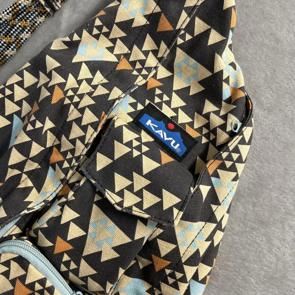 KAVU Rope Bag Sling Backpack Multicolor Geometric Canvas Women OS Daypack Travel